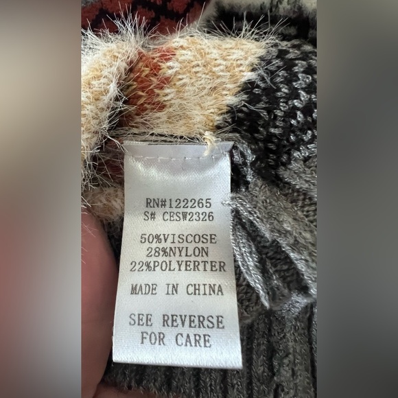 Shop Stevie Ladi Striped Gray & Brown Knit Turtleneck Sweater/Med - Picture 6 of 6